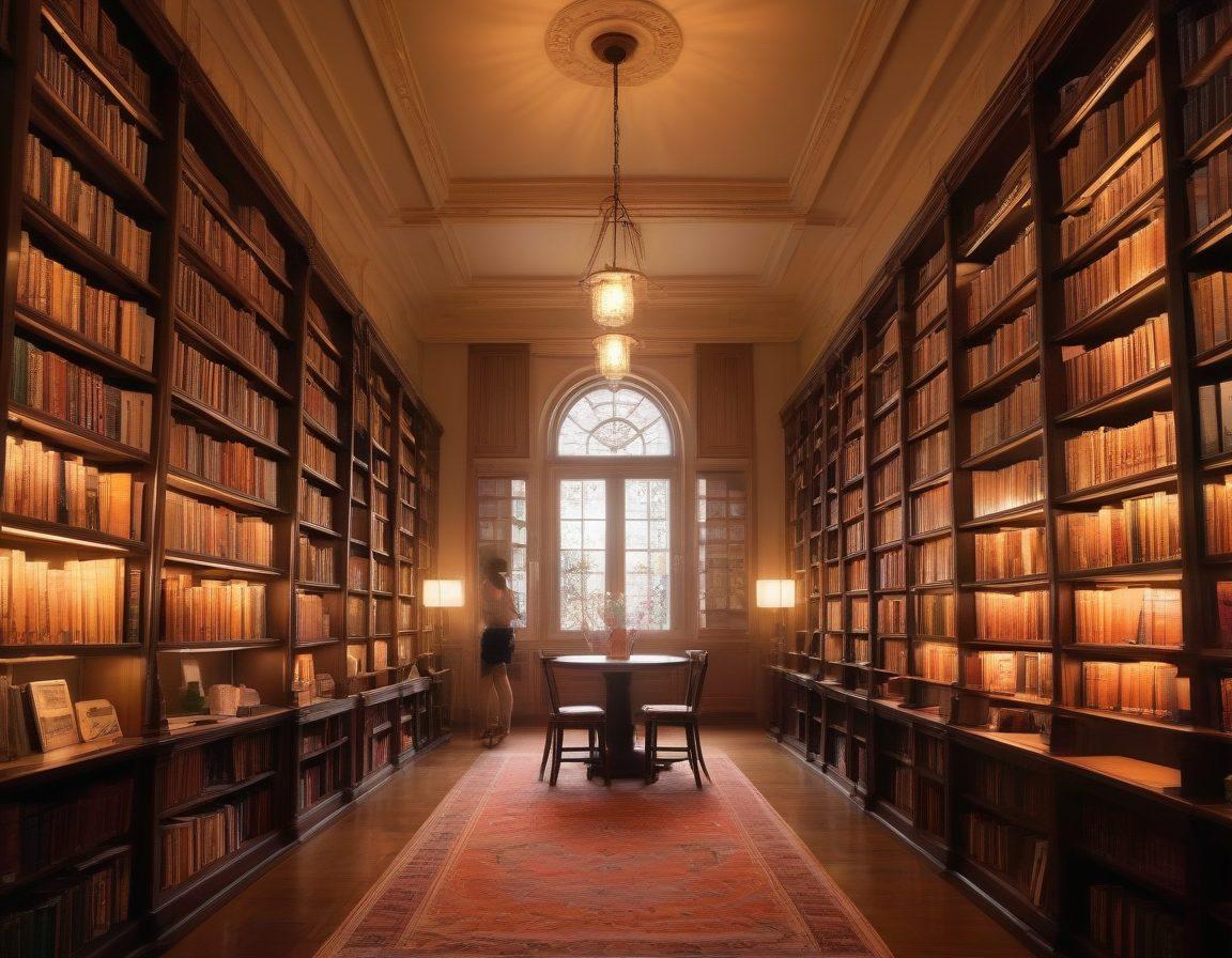 A captivating and artistic depiction of a mysterious library filled with erotic manga and hentai comics, soft ambient lighting casting shadows on shelves, with an ethereal figure gently flipping through a vibrant, illustrated comic, surrounded by swirling, dreamlike motifs of desire and fantasy. The atmosphere conveys intimacy and curiosity. super-realistic. vibrant colors. dreamy aesthetic.